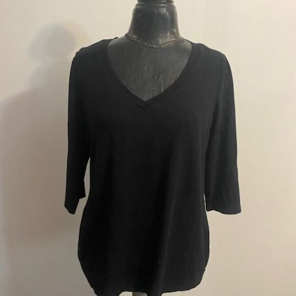 Cynthia Rowley Black V-neck 3/4 sleeves top, size 1X - Picture 1 of 4